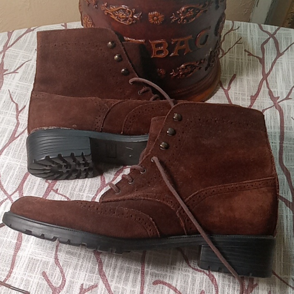 COPY - Eddie Bauer Brown Suede Womens Oxford Ankle High Boot Lace Up 8